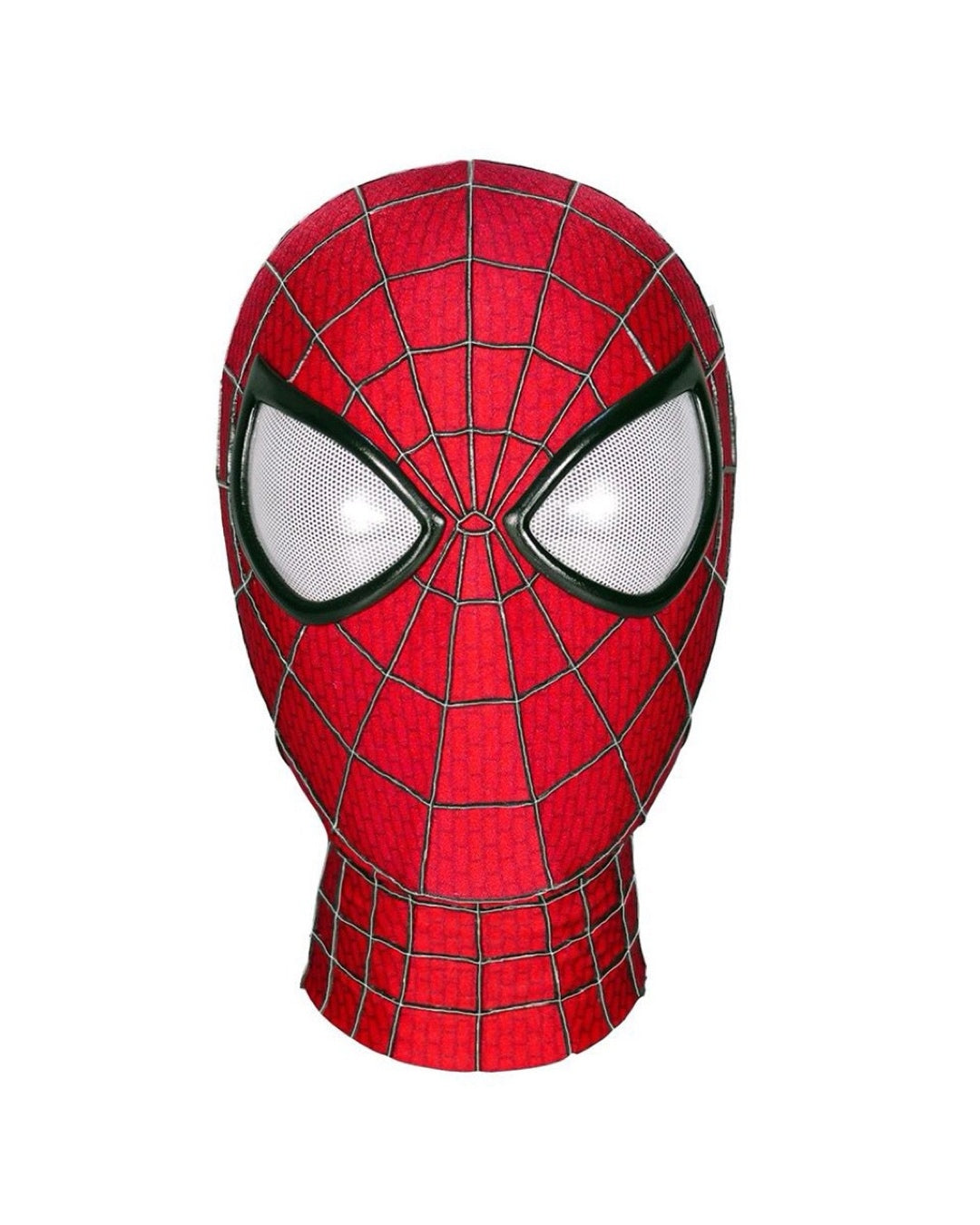 Amazing Spider-Man mask with web pattern on a white background