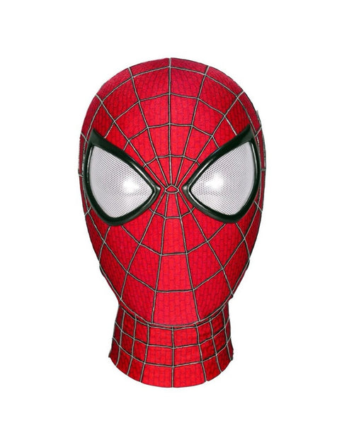 Amazing Spider-Man mask with web pattern on a white background