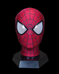 Amazing Spider-Man 2 mask with black web patterns on a black background