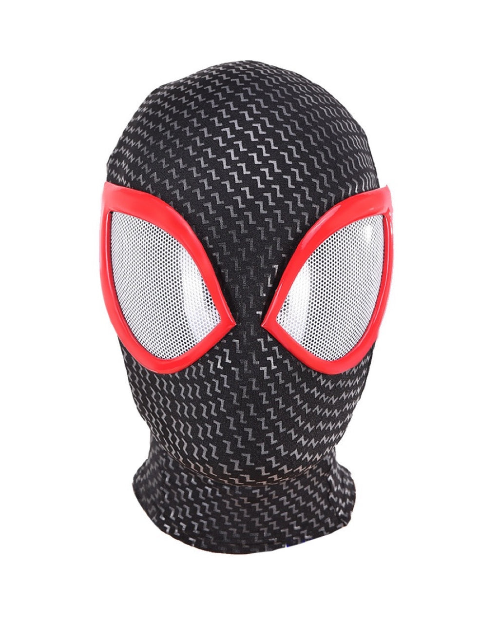 Miles Morales ATSV mask with red accents on a white background