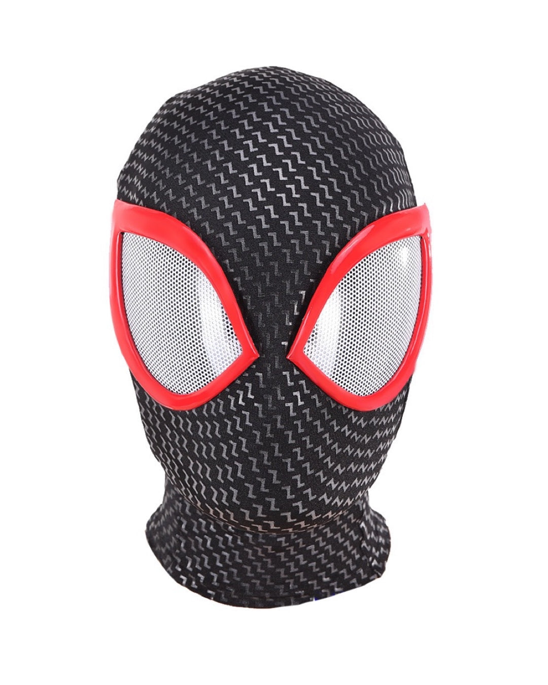 Miles Morales ATSV mask with red accents on a white background