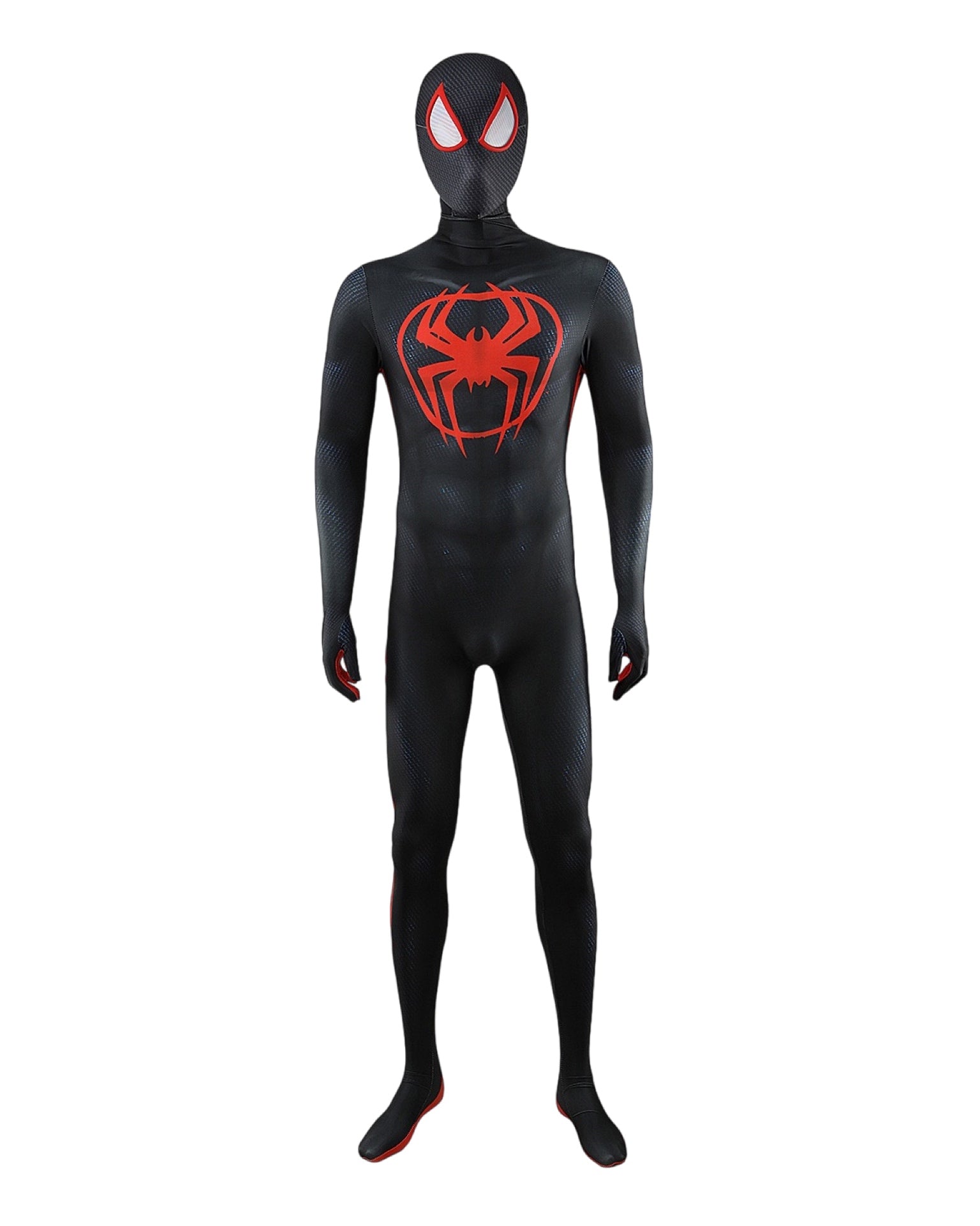 miles morales cosplay costume on a white background