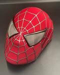 Spider-Man Tobey Mask with web pattern on a gray background